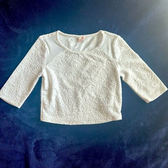 G by GUESS Women’s White Mesh Half Sleeve Crop Top Size Small - Picture 1 of 6